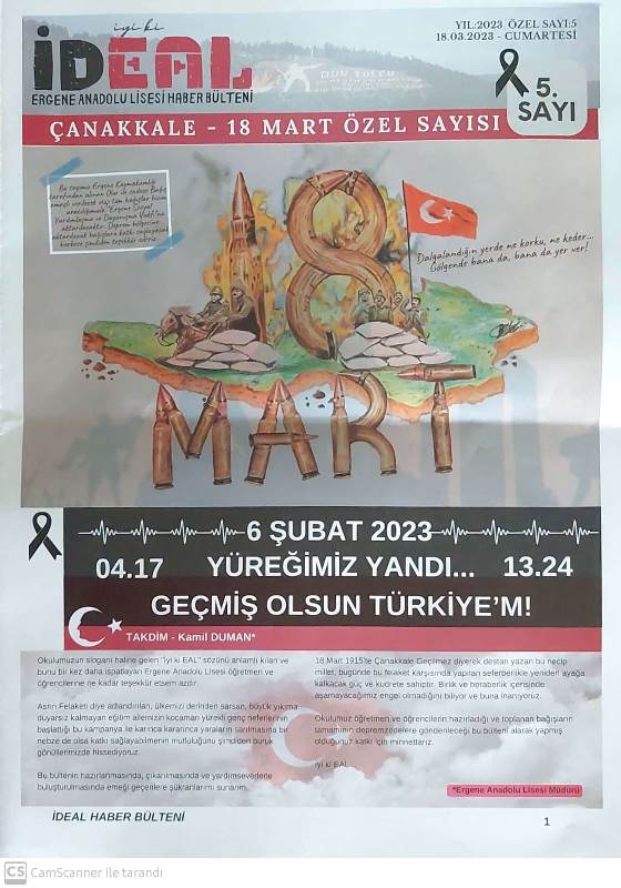 Ergene Anadolu Lisesi Öğrencilerinden Gazetelerinin 5. Sayısının Takdimi İçin Kaymakam TAŞÇI’  ya Ziyaret
